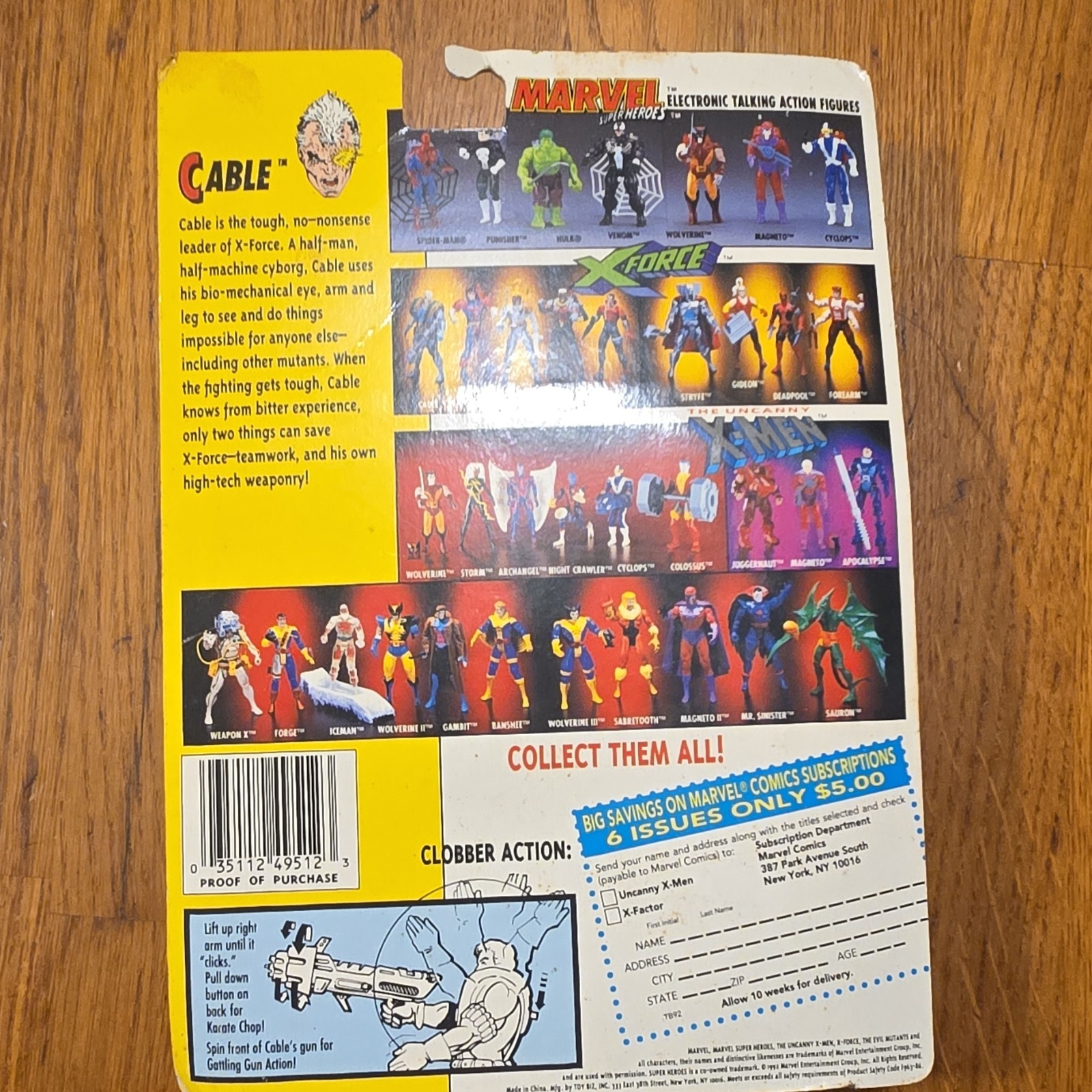 Marvel Cable X-Men X-Force Action Figure, Carded w/ Gun, Ages 5 and Up
