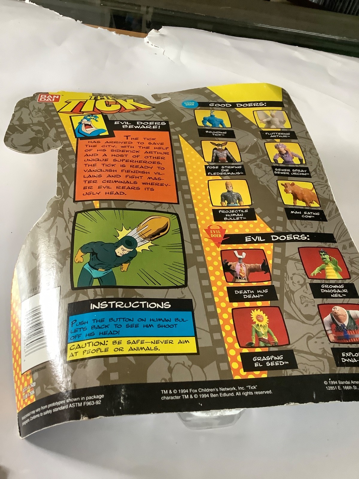 The Tick Projectile Human Bullet Action Figure Bandai Fox Kids Network 1994