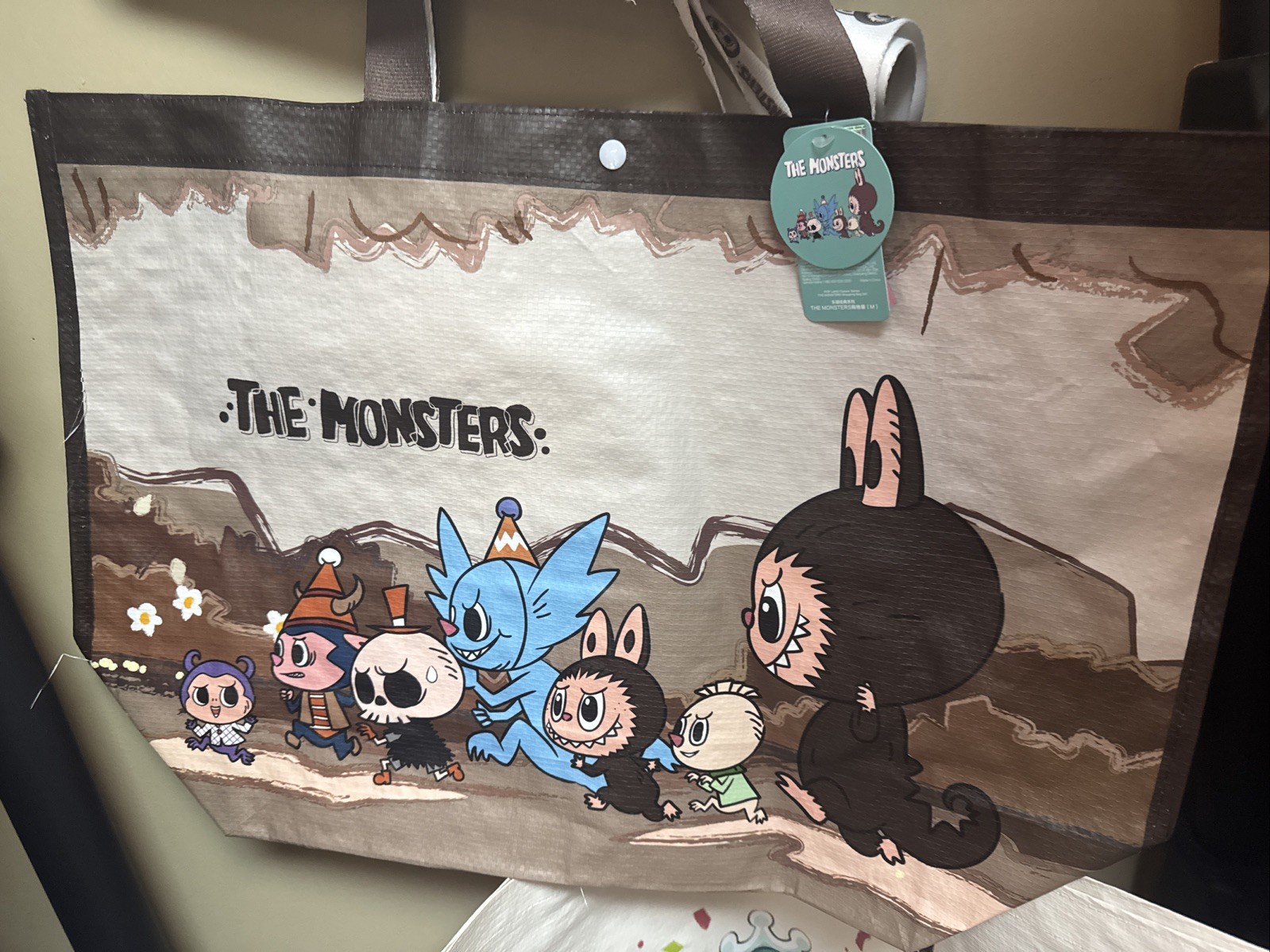 Pop Land exclusive Labubu/The Monsters Brown Reusable Tote Bag – US SHIP