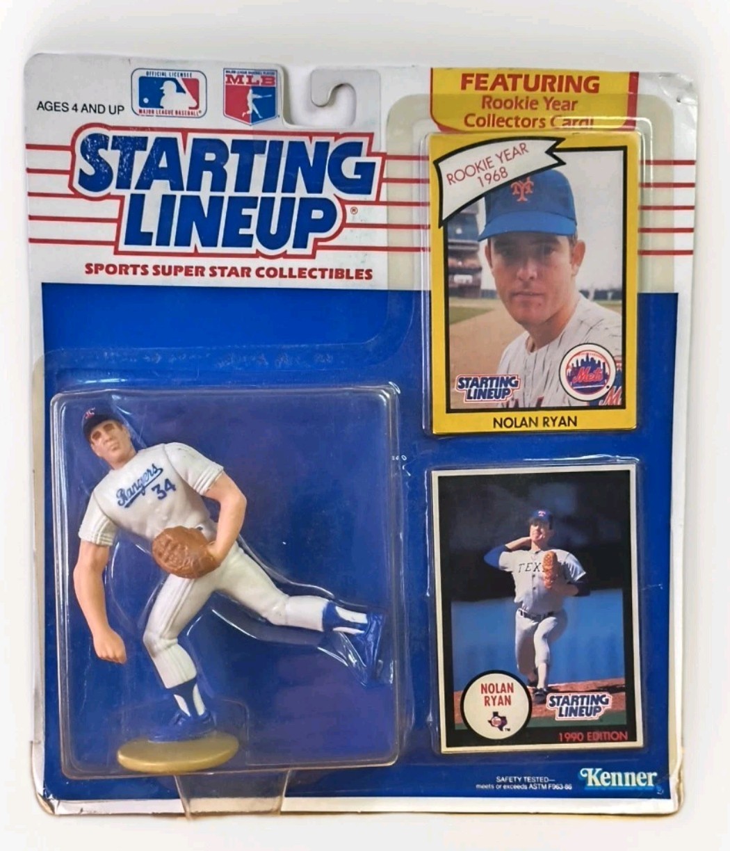 1990 Starting Lineup Nolan Ryan Texas Rangers MLB NIB New Kenner Figure + Cards