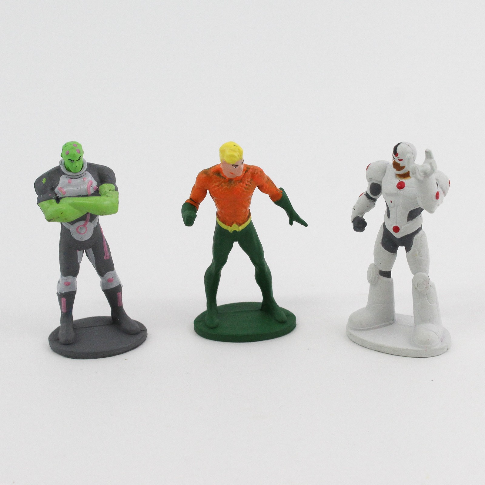 Lot of 3 DC Comics Mini-Figures DC Hero&rsquo;s Unite – Aquaman, Brainiac, and Cyborg