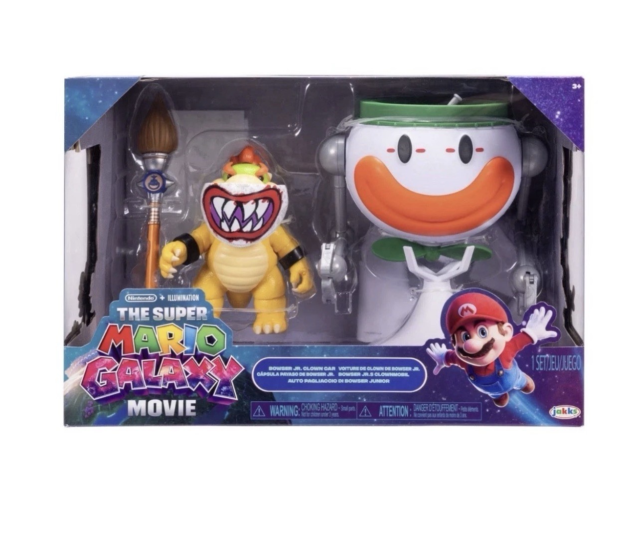 The Super Mario Galaxy Movie 5&Prime; Bowser Jr. Action Figure Clown Car Paintbrush
