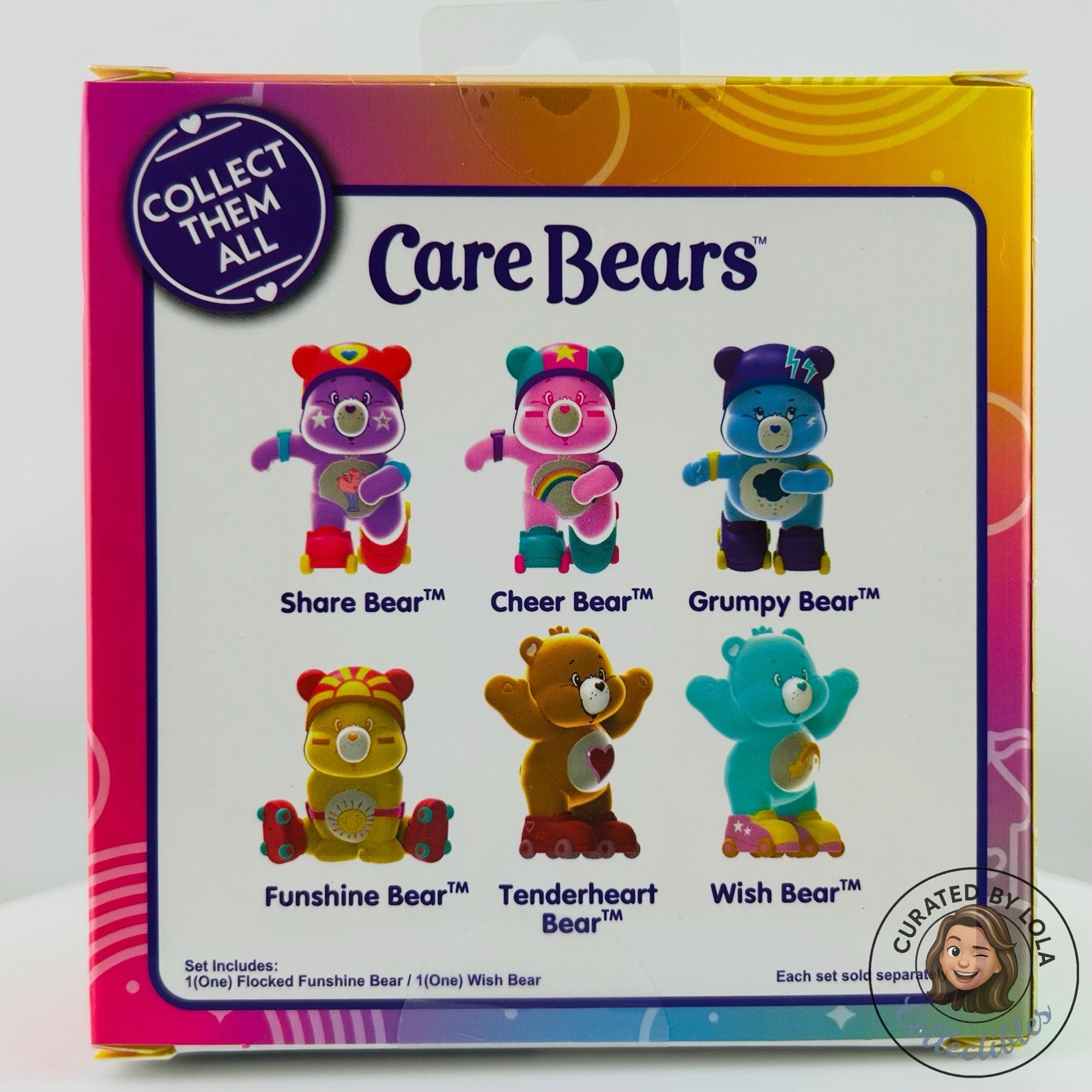Care Bears Figures Funshine & Wish Bear Roller Skates 2pc Set Cloudco NIB