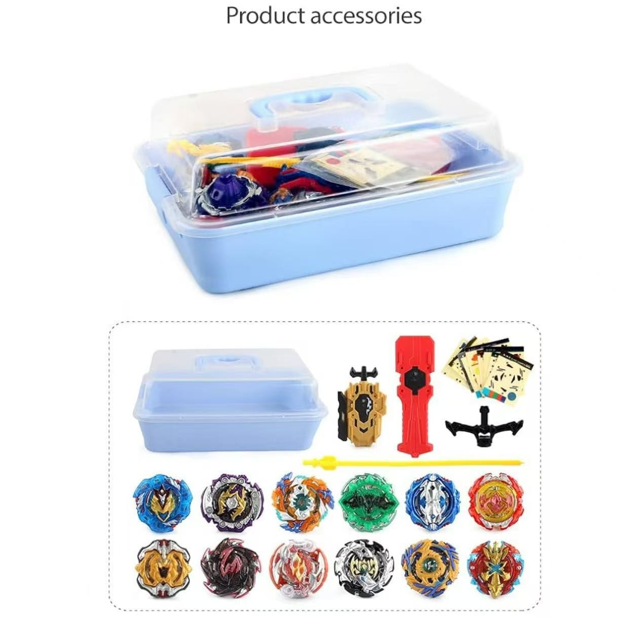 【Deluxe 12-Piece Bey Gyro Battle Set】12 Spinning Tops + Launchers + Storage Case