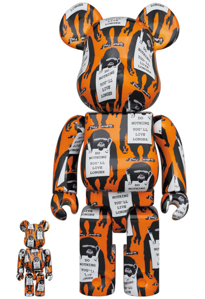BE@RBRICK MEDICOM 400% 100% Banksy Monkey Sign Version New (Not Open)
