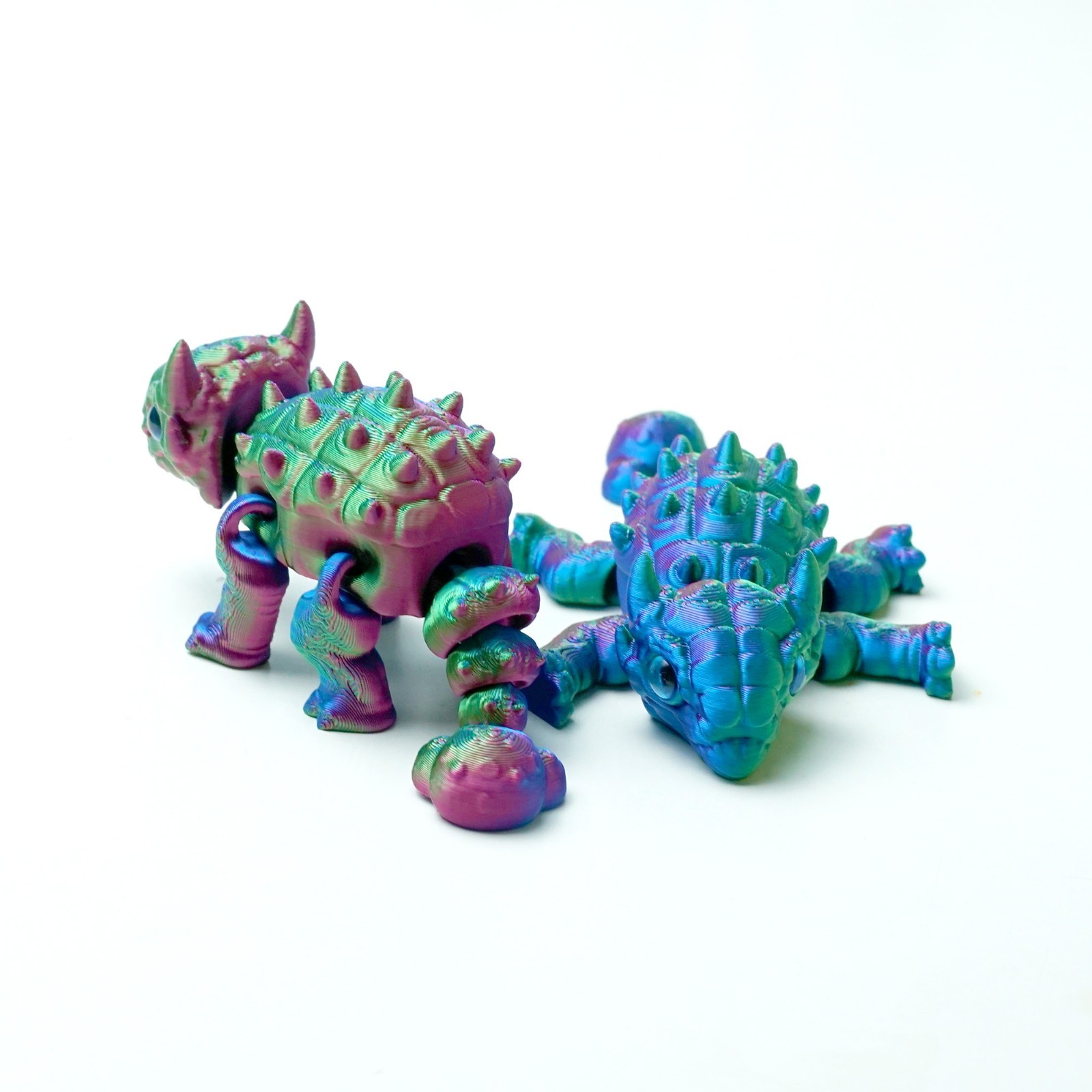 2PCS 3D Printed Ankylosaur Model,Articulated Animals figure,Toys Home Decor