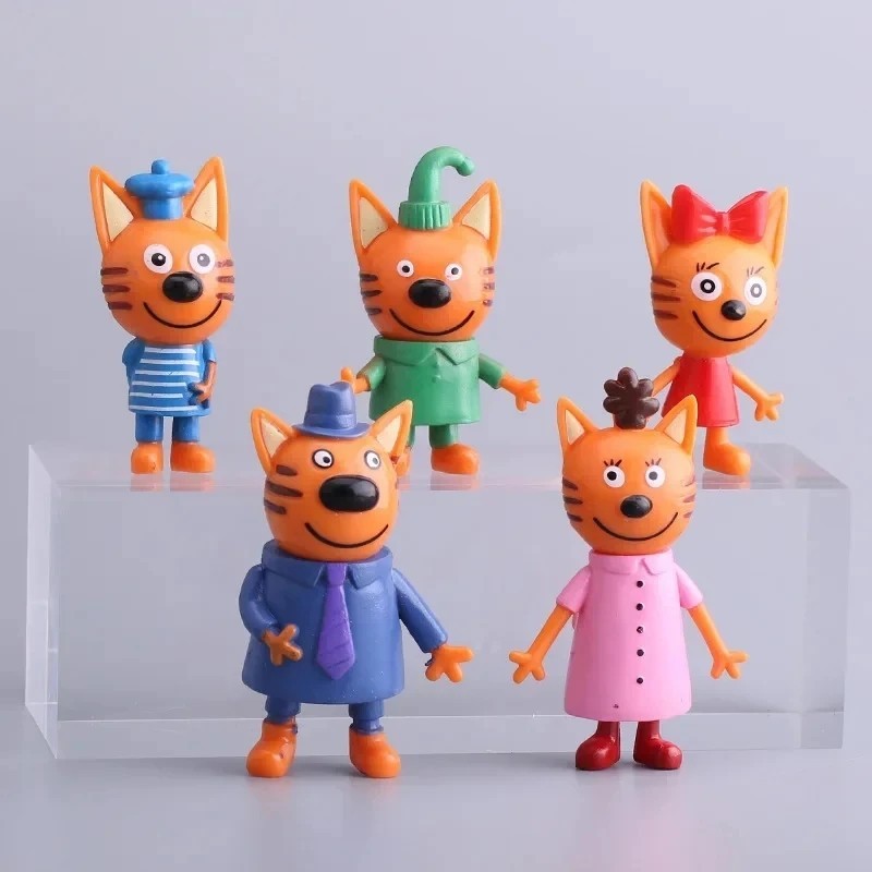 5pcs/bag 6-8cm Russian Cartoon Anime Kid-e-cats Action Figure Model Cat Toy
