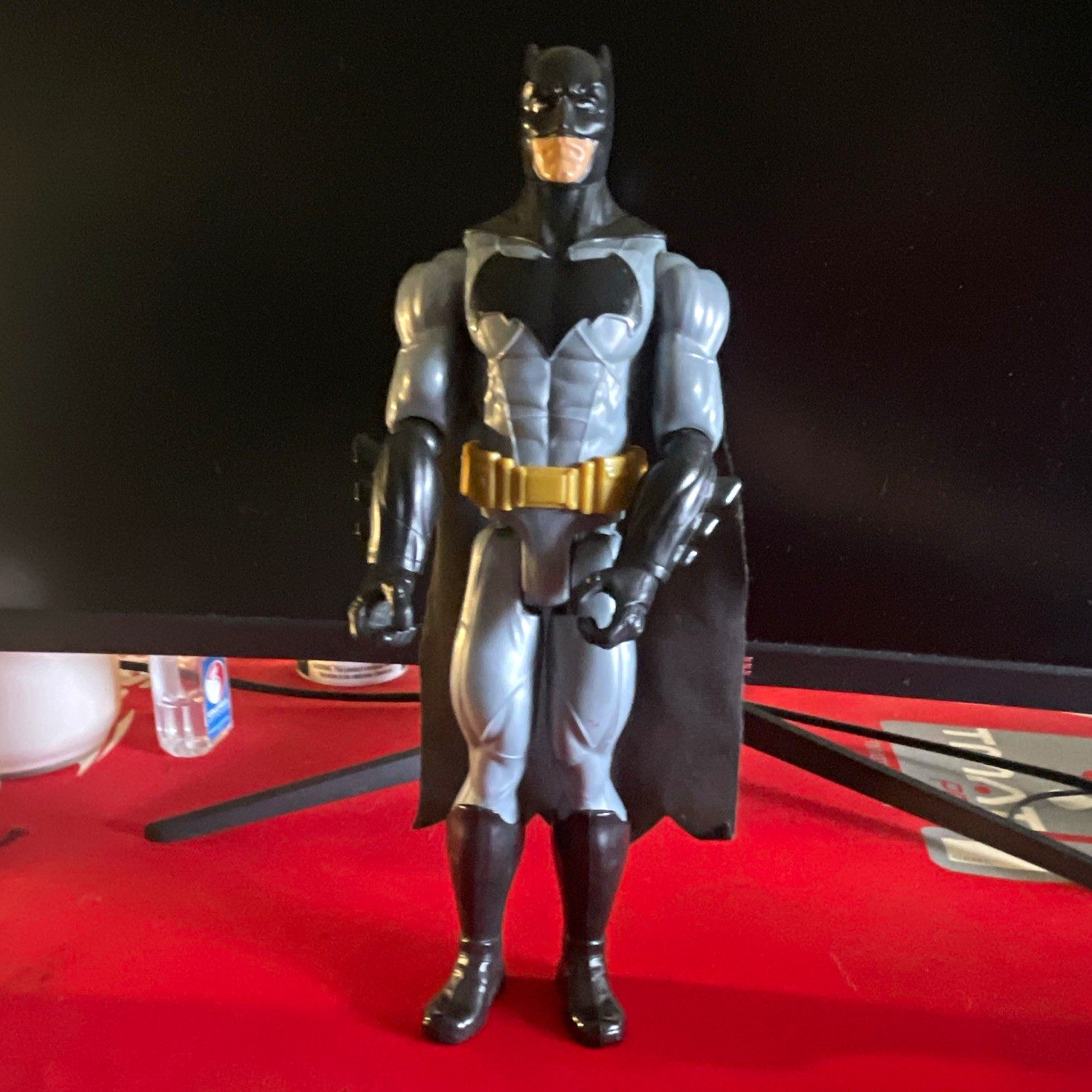 Batman Action Figure w/ Cloth Cape, Gray/Black/Gold, Plastic/Fabric