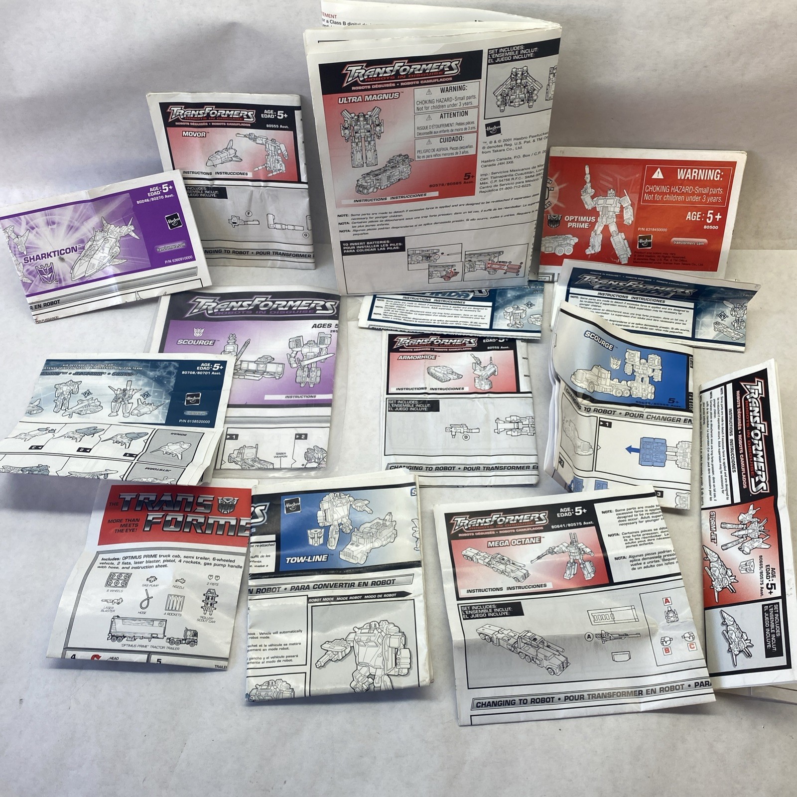 Transformers INSTRUCTIONS Booklets MANUALS Alternators ARMADA LOT Of 14 Vintage