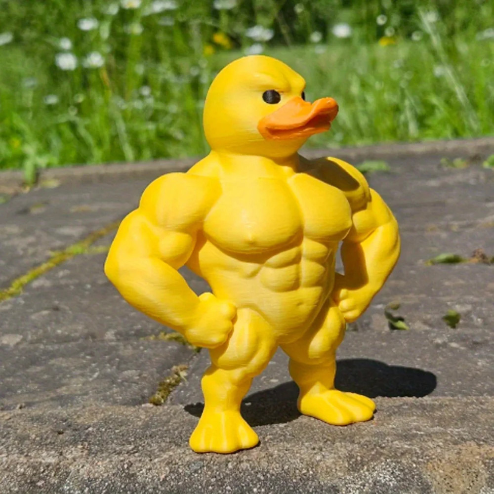 1pc Muscle Duck Statue – 3D Desktop Decor, Cute Bookshelf Whimsical Figurine