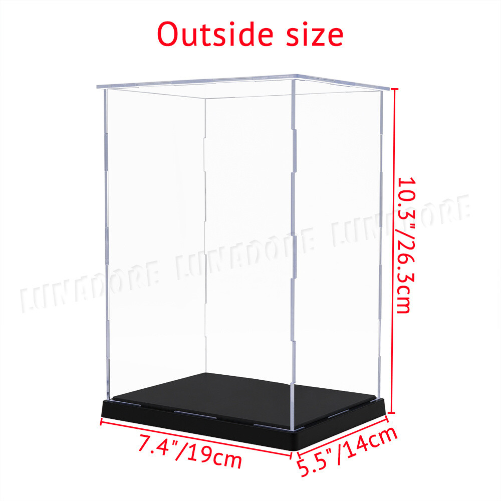 US Acrylic Plastic Display Case Box 10&Prime; Self-Install Protection Dustproof Figure