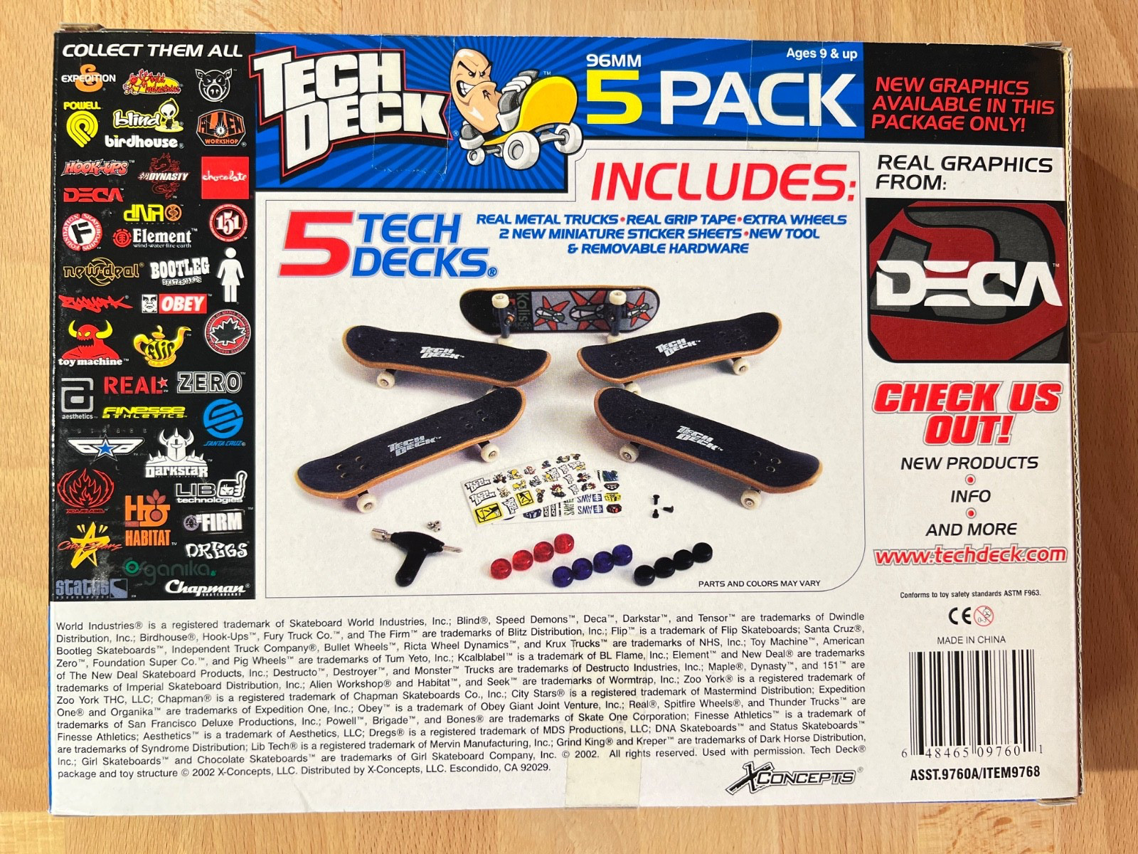 Vintage 2002 Tech Deck DECA Skateboards 5 Pack Fingerboards EXCLUSIVE ART Sealed