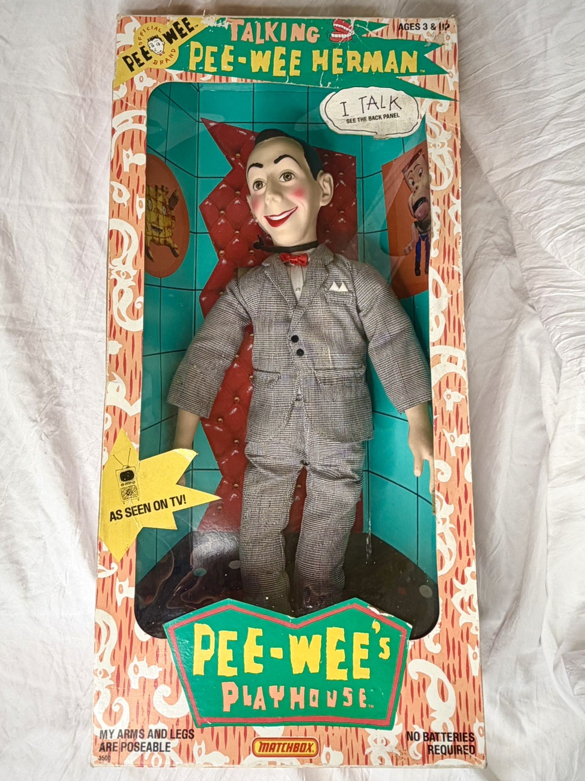 Vintage Talking Pee Wee Herman Doll 1987 Matchbox Pullstring – Mint Condition