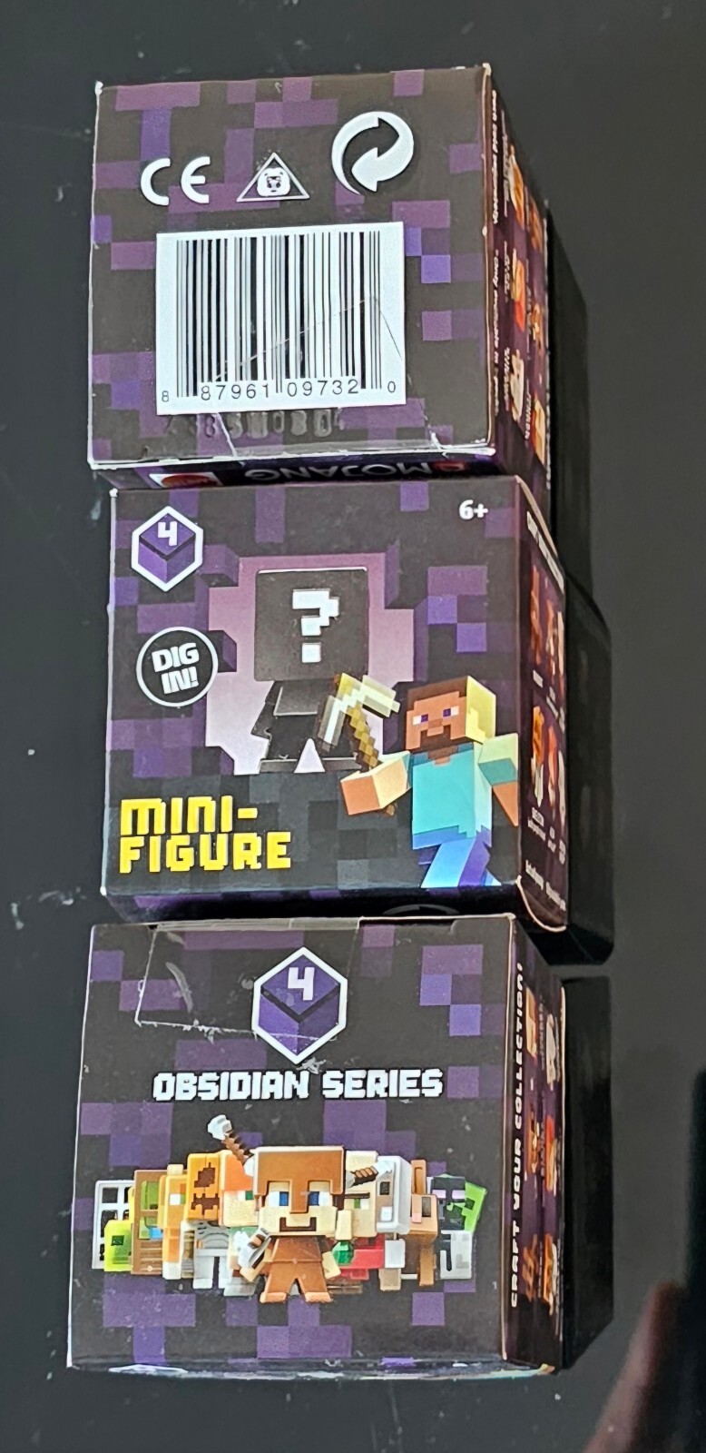 3 Blind Boxes Mojang Mattel Minecraft Obsidian Minifigures  3 Mini Figures