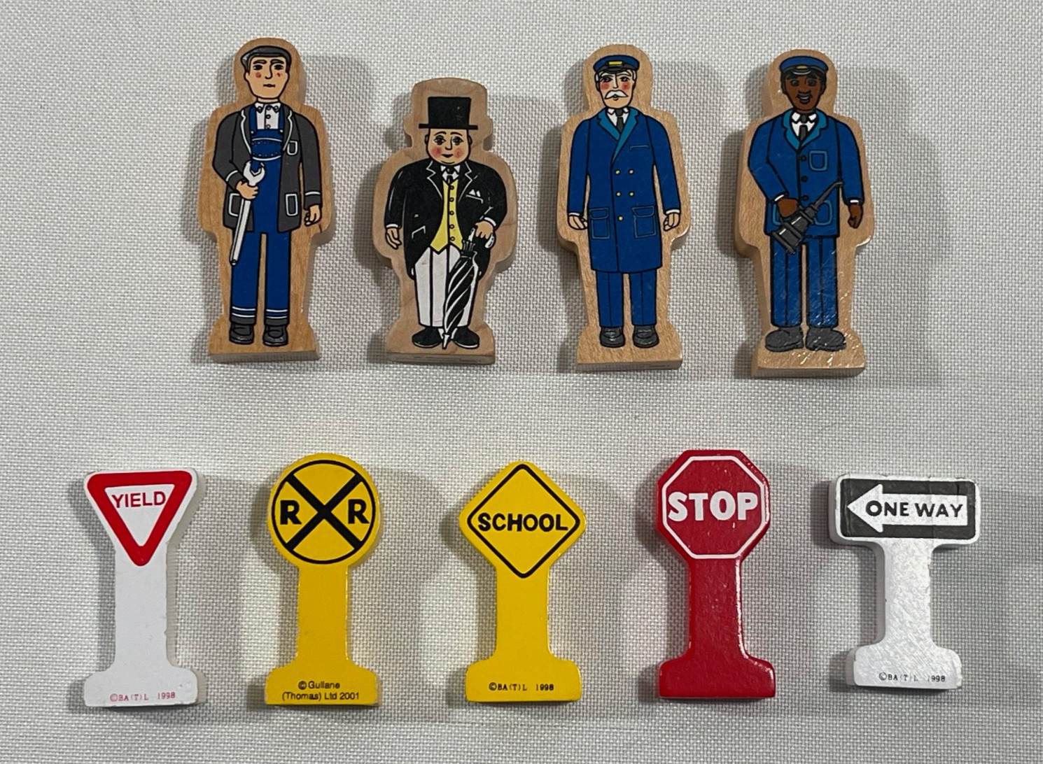 Thomas Wooden Railway Train Figure Lot Sir Topham Hatt Workman Conductor Signs