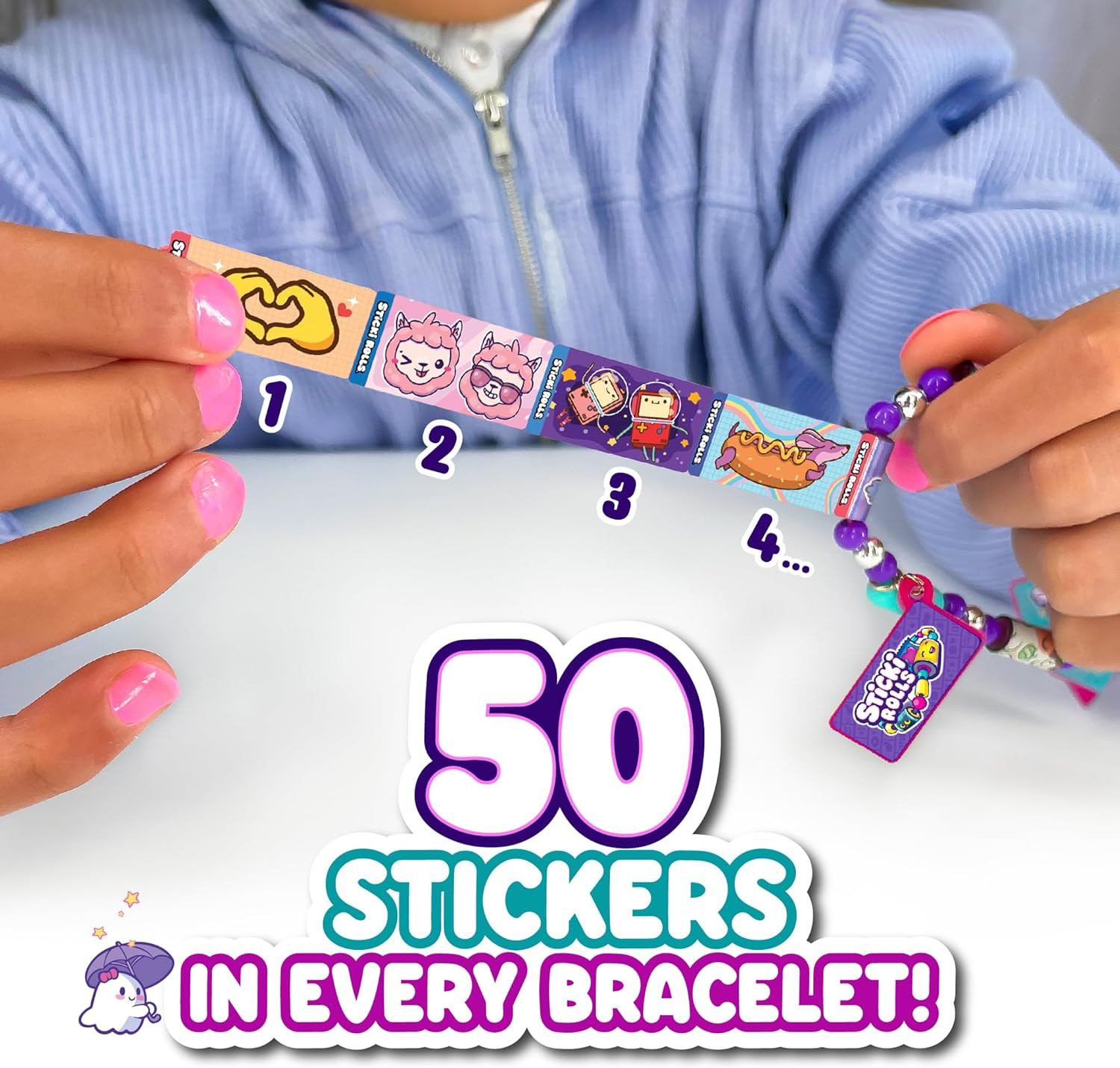 STICKI ROLLS – Wearable & Shareable Sticker Toy Bracelet | Includes 70 Mini Stic
