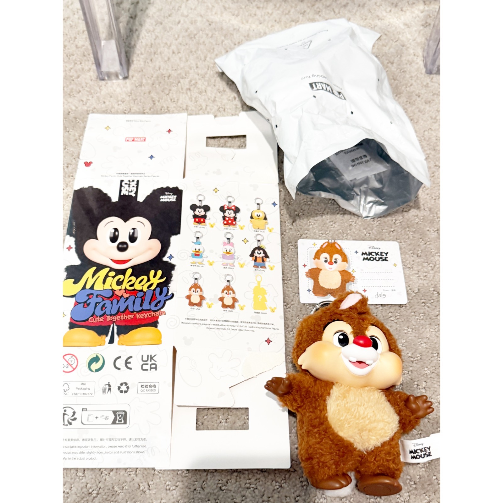 POP MART x Mickey Family Cute Together Keychain Series Keychain Plush – Dale