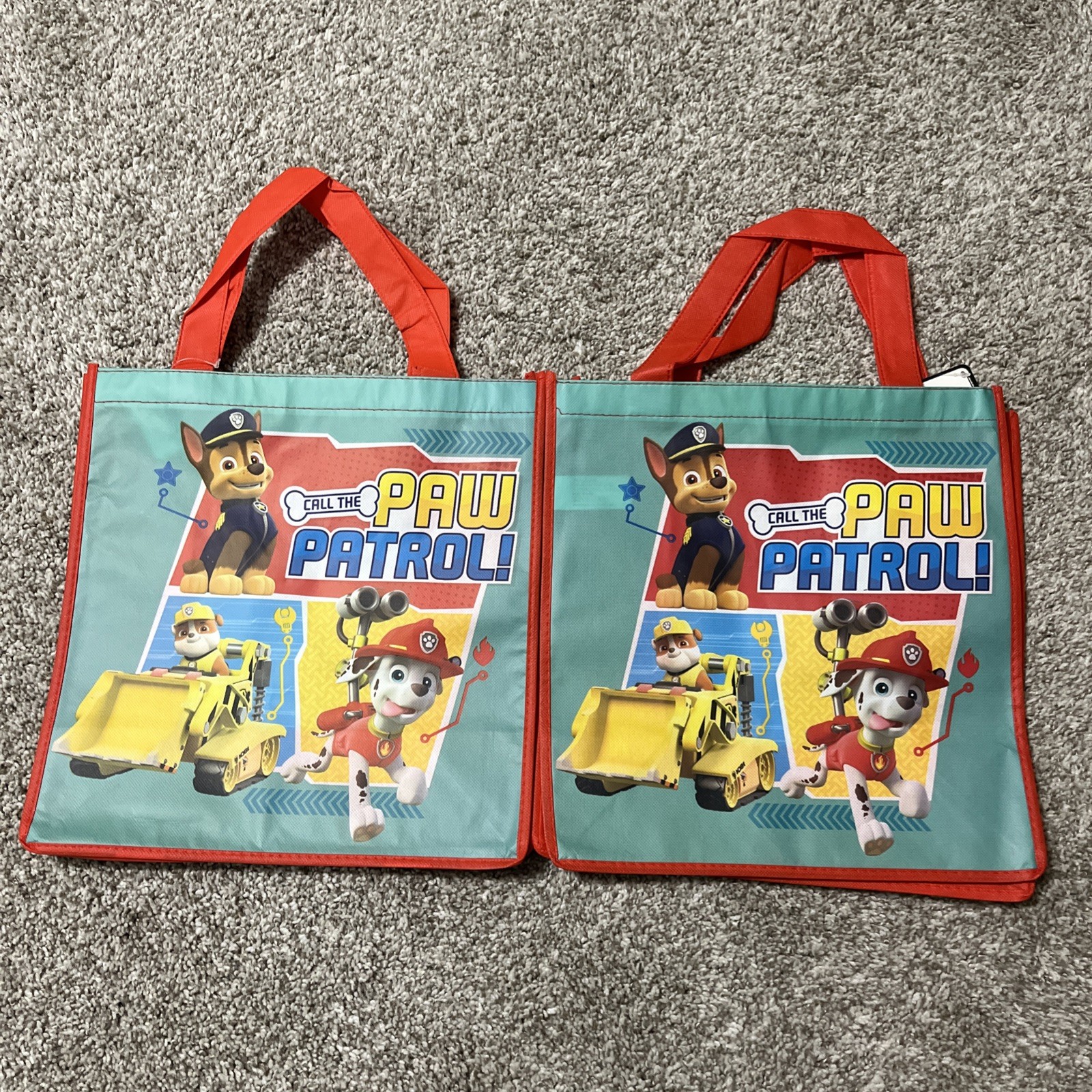 2 NEW Nickelodeon PAW PATROL 2-Sided Kids Reusable Shopping Tote Treat Bags