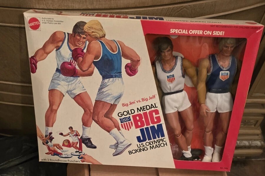 Vintage Mattel Big Jim And Jush US Gold Metal Olympics 2 PACK RARE FACTORY SEAL