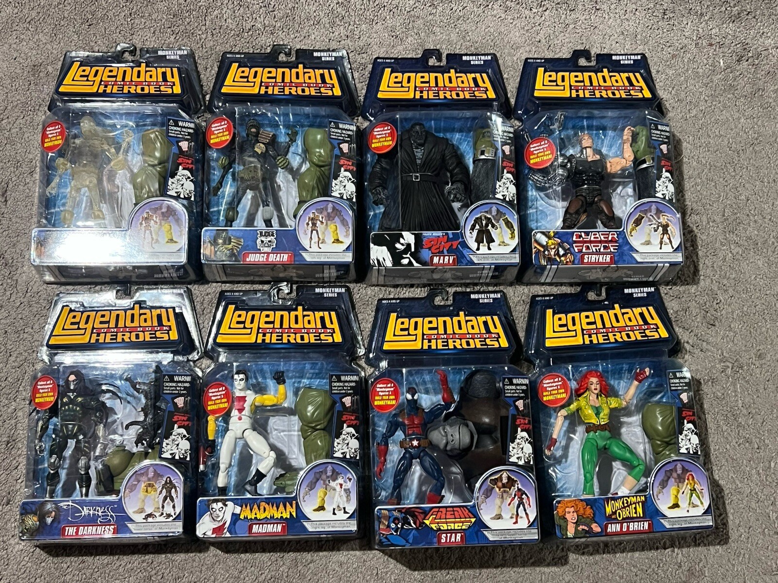 MonkeyMan BAF Legendary Comic Book Heroes MOC CASE FRESH ALL 8 FIGURES LOT