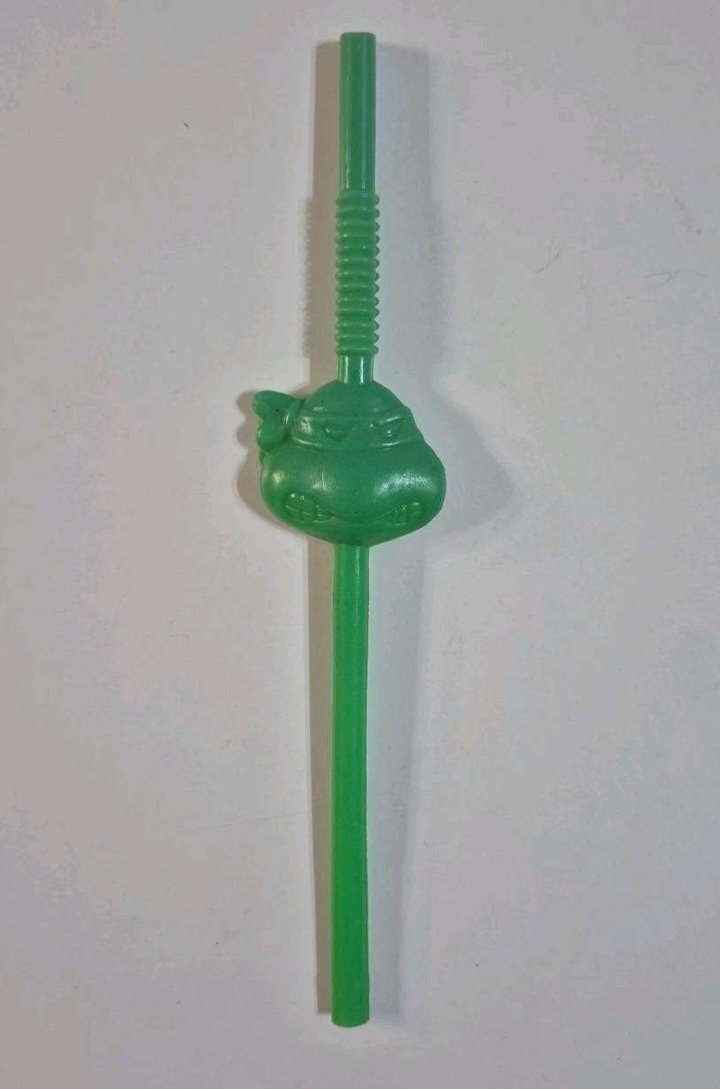 Vintage Teenage Mutant Ninja Turtles TMNT Drinking Straw 1989 Surgelic Helm Toy