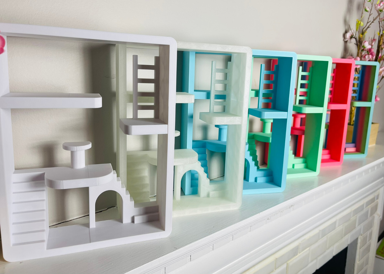 Smiski House Glow in the Dark Display | Mini Figure Room Shelf | Bonus Glow Pet