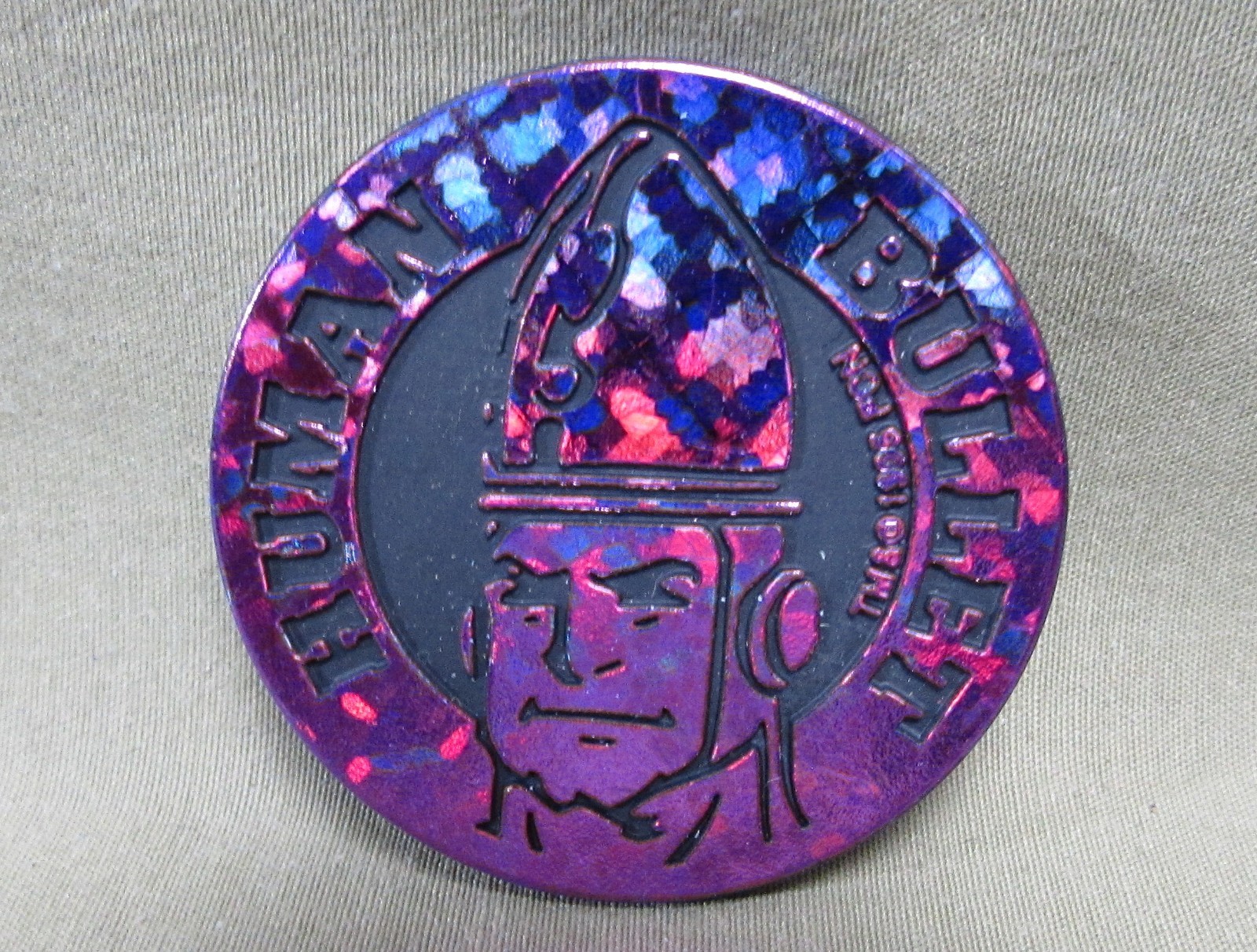 PURPLE HUMAN BULLET KINI SLAMMER 1995 The Tick Plastic Pog Milkcap Fox Network