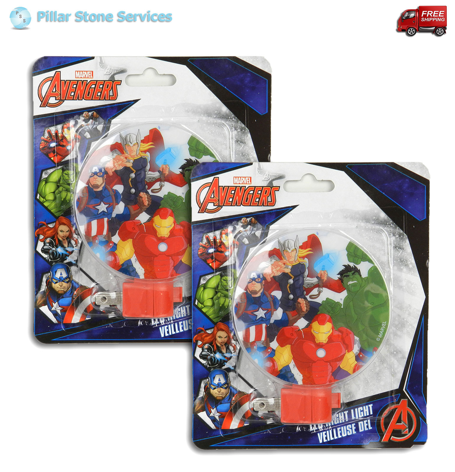 2 New Marvel Avengers LED Children&rsquo;s Night Lights – 2 lights 1 Price