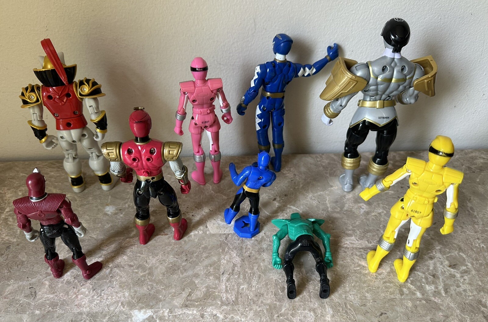 Lot Of 9 Bandai Power Rangers Action Figures Stand Not Included