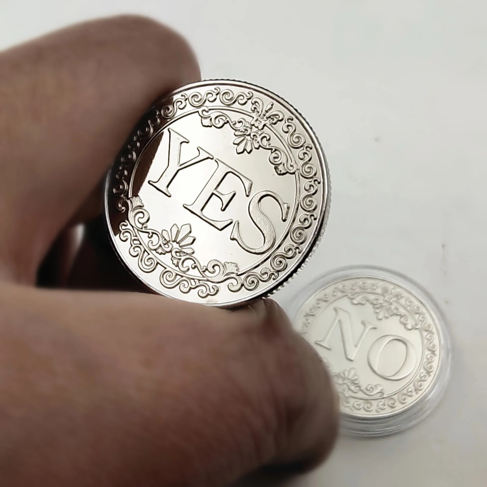 Diameter 25mm Coin YES or NO Make Decision Commemorative Badge Double Sided.