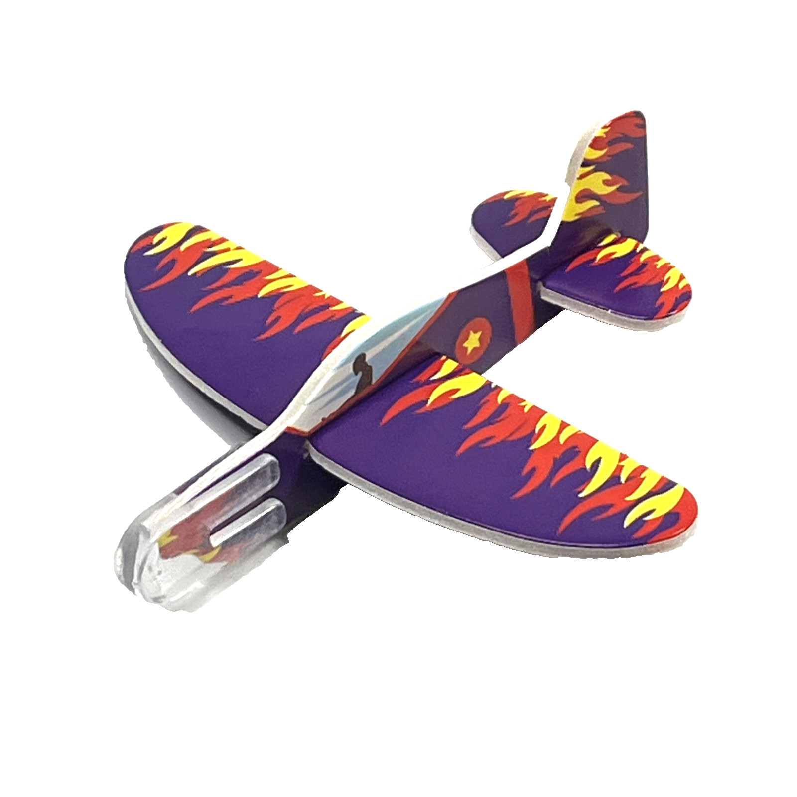 Mini Airplane Build Toss Fly Play Foam Plane Indoor/Outdoor Toy Purple Flame