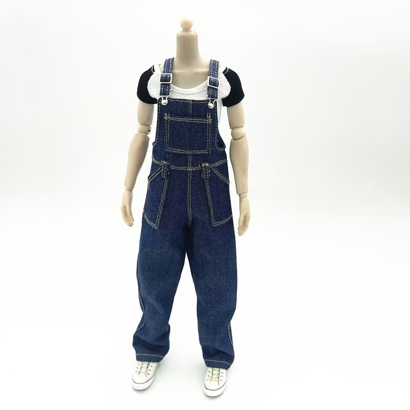 1/6 Blue denim overalls short sleeve suit For 12&Prime; Female Action Figure body Toy