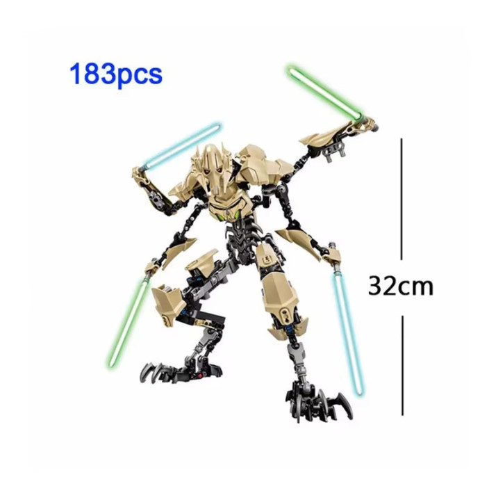 32 cm General Grievous Action Figure with Lightsaber – Buildable Block Toy Gift