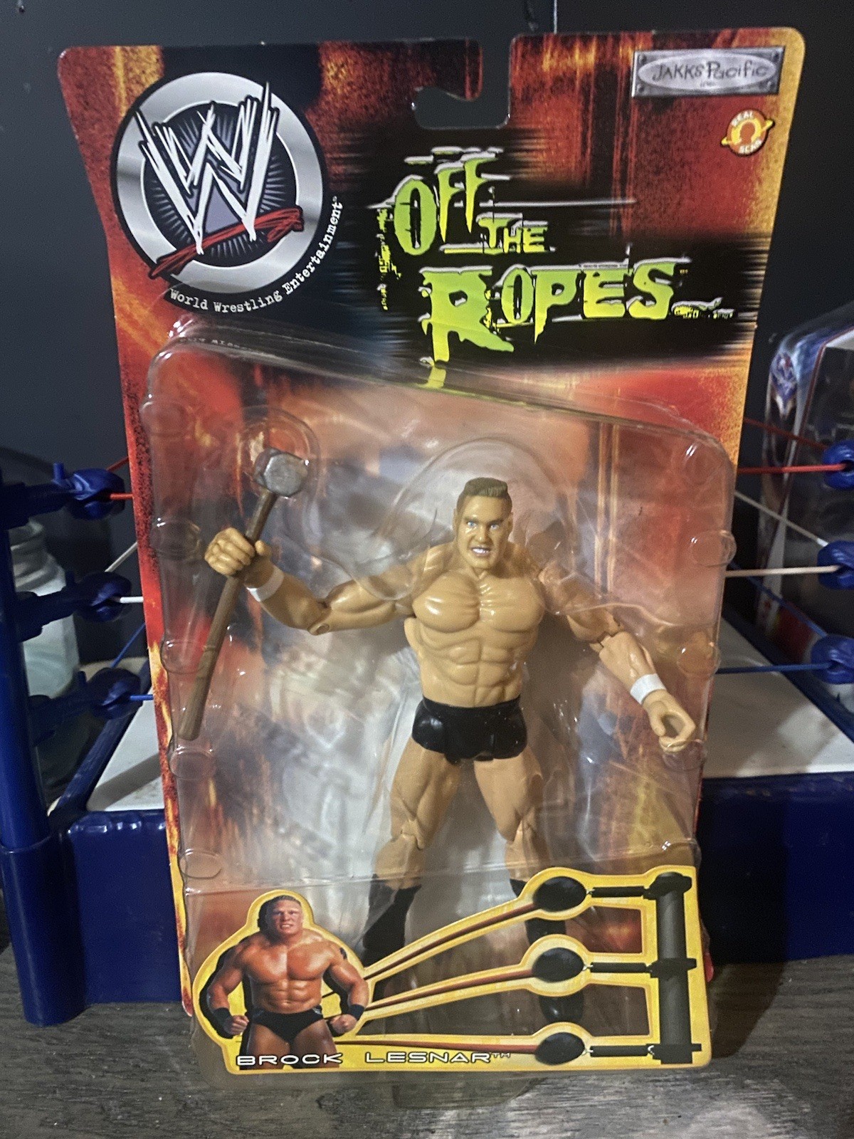 2002 WWF WWE Jakks Brock Lesnar Off The Ropes 1 Wrestling Figure UFC MMA Beast