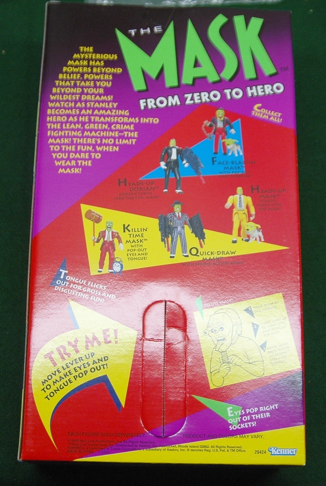 (4) Box LOT – Kenner 1995 &lsquo;THE MASK &lsquo;With Pop Out Eyes & Tongue – Jim Carrey