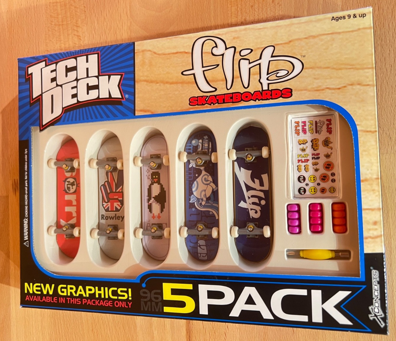 2002 Tech Deck FLIP Skateboards 5 Pack Fingerboards Geoff Rowley EXCLUSIVE ART