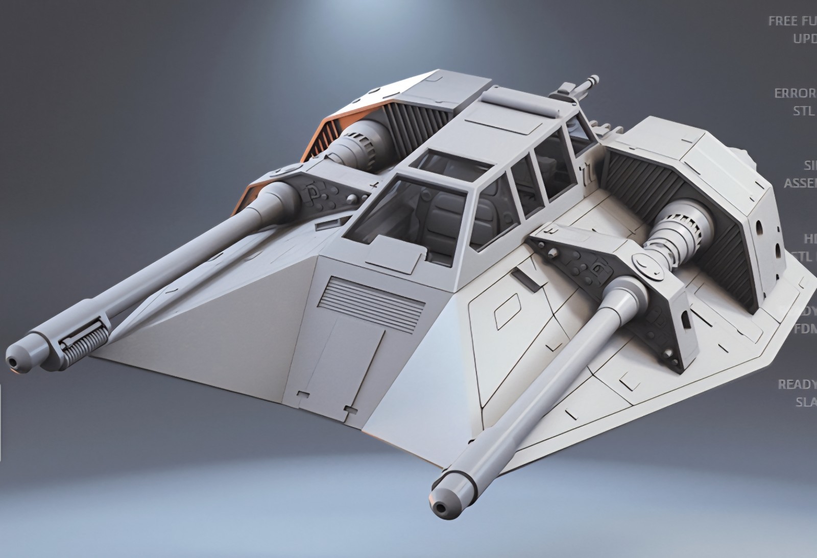 Star Wars 1/16 Scale 13&Prime; Snowspeeder Model Kit Custom 3d Print W Stand