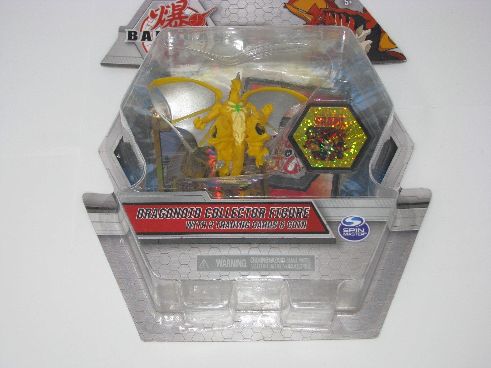 Bakugan DRAGONOID Yellow Collector Figure w/2 Trading Cards & Coin NIB