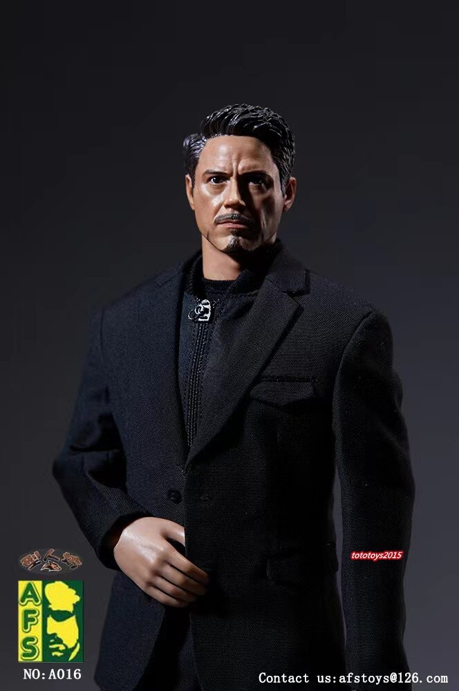 AFS A016 1/6 Man Tony Stark Black Suit Clothes Fit 12 » Male Action Figure