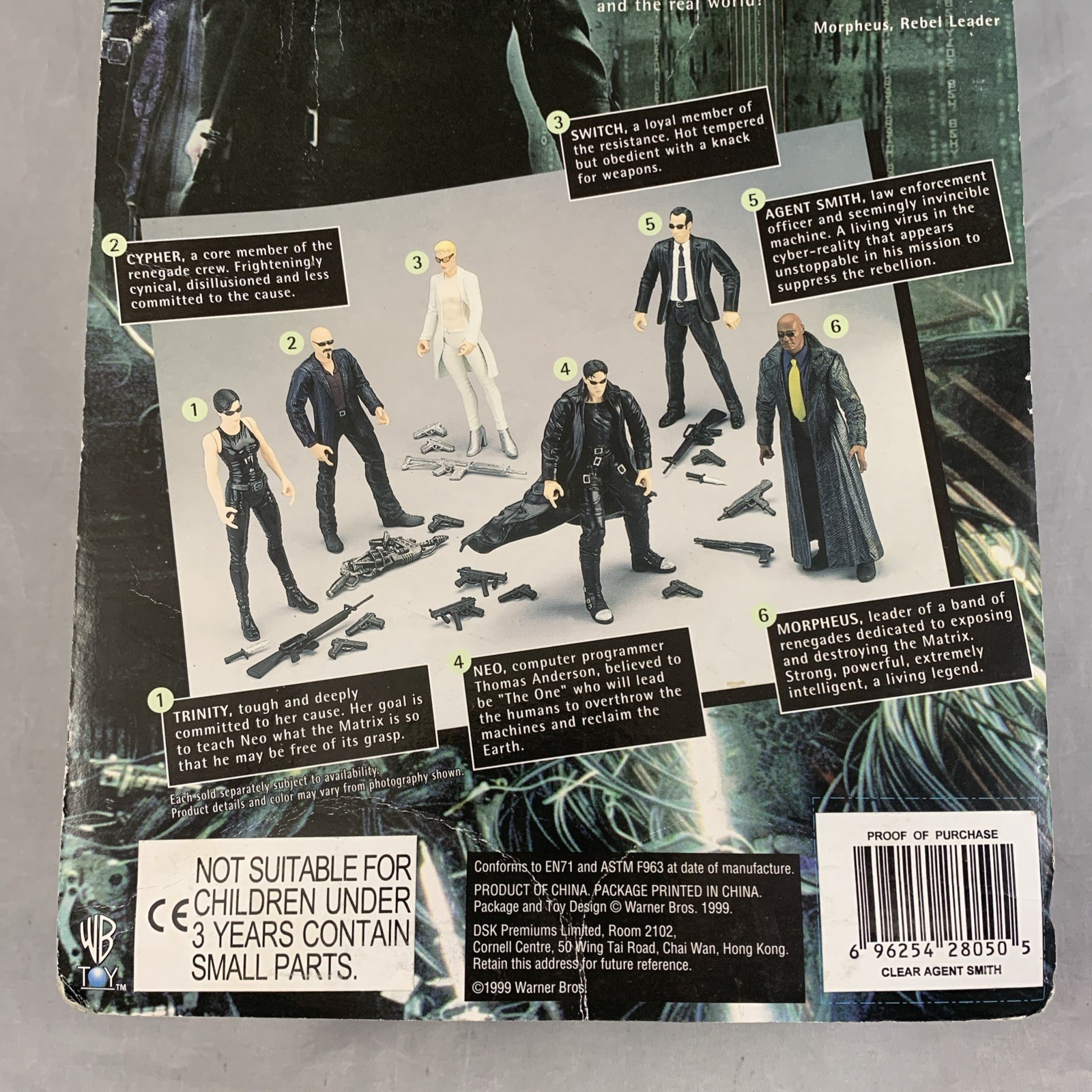 THE MATRIX AGENT SMITH Clear Action Figure WB Toy Vintage 1999 NEW SEALED