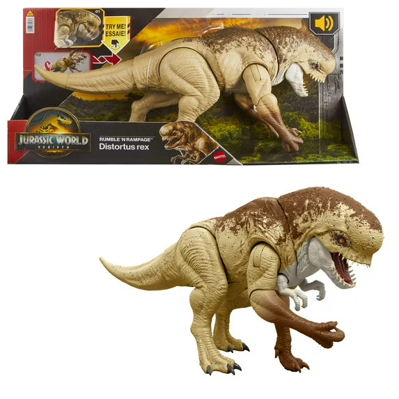 Jurassic World Rebirth Distortus Rex, Drex Action ,22 in Rumble Rampage Dinosaur