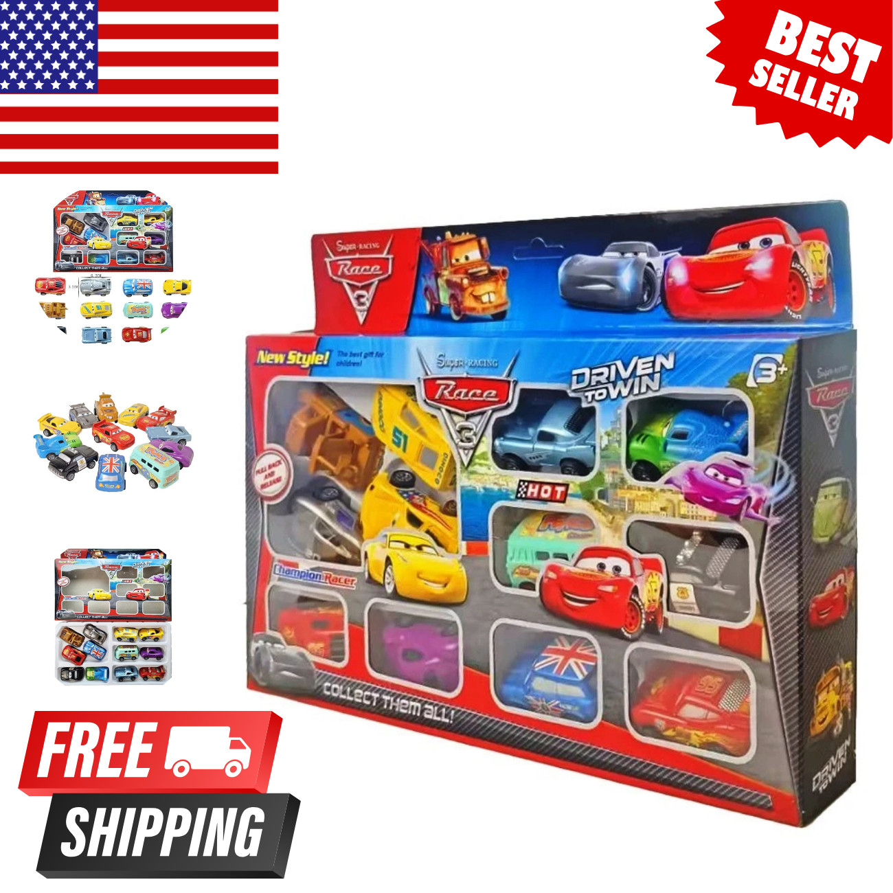 12PCS Pixar Cars Lightning McQueen Diecast PVC Toy Set Kids Birthday Gift US