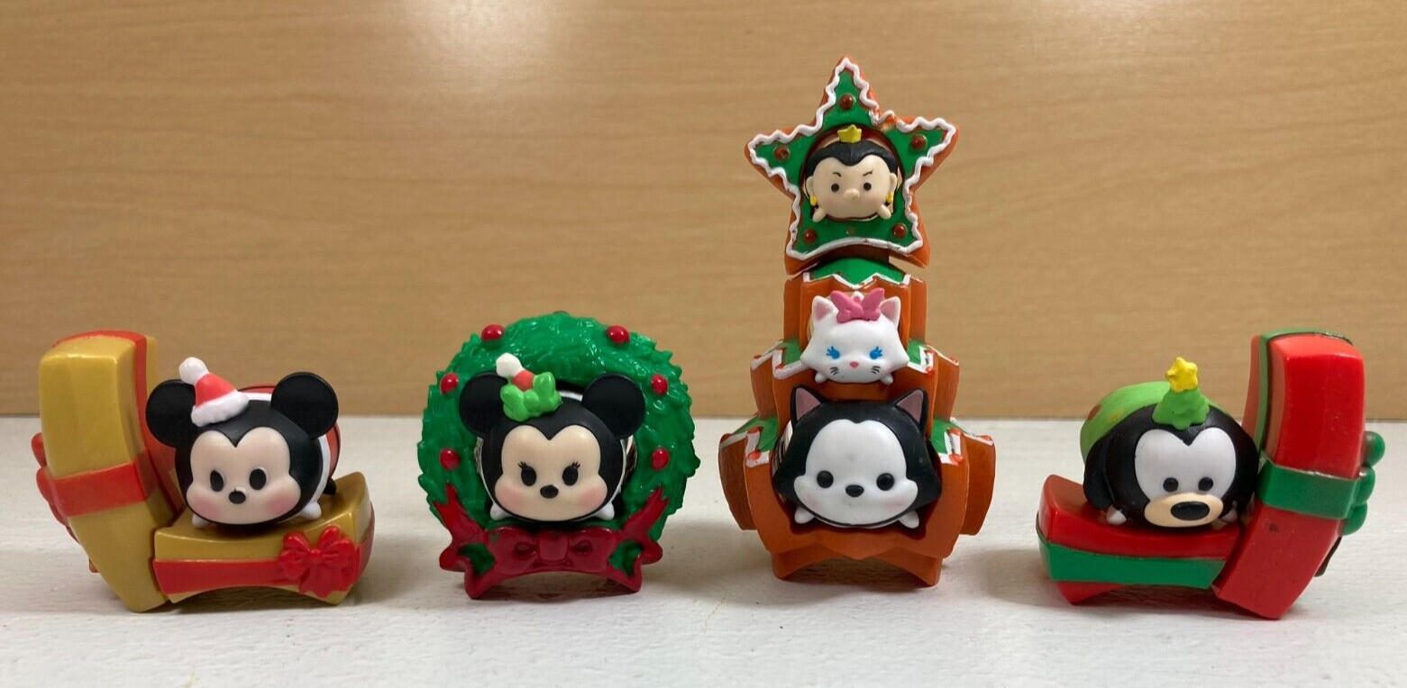 Disney Tsum Tsum 10p stacking Christmas figures Mickey Minnie Goofy Figaro Marie