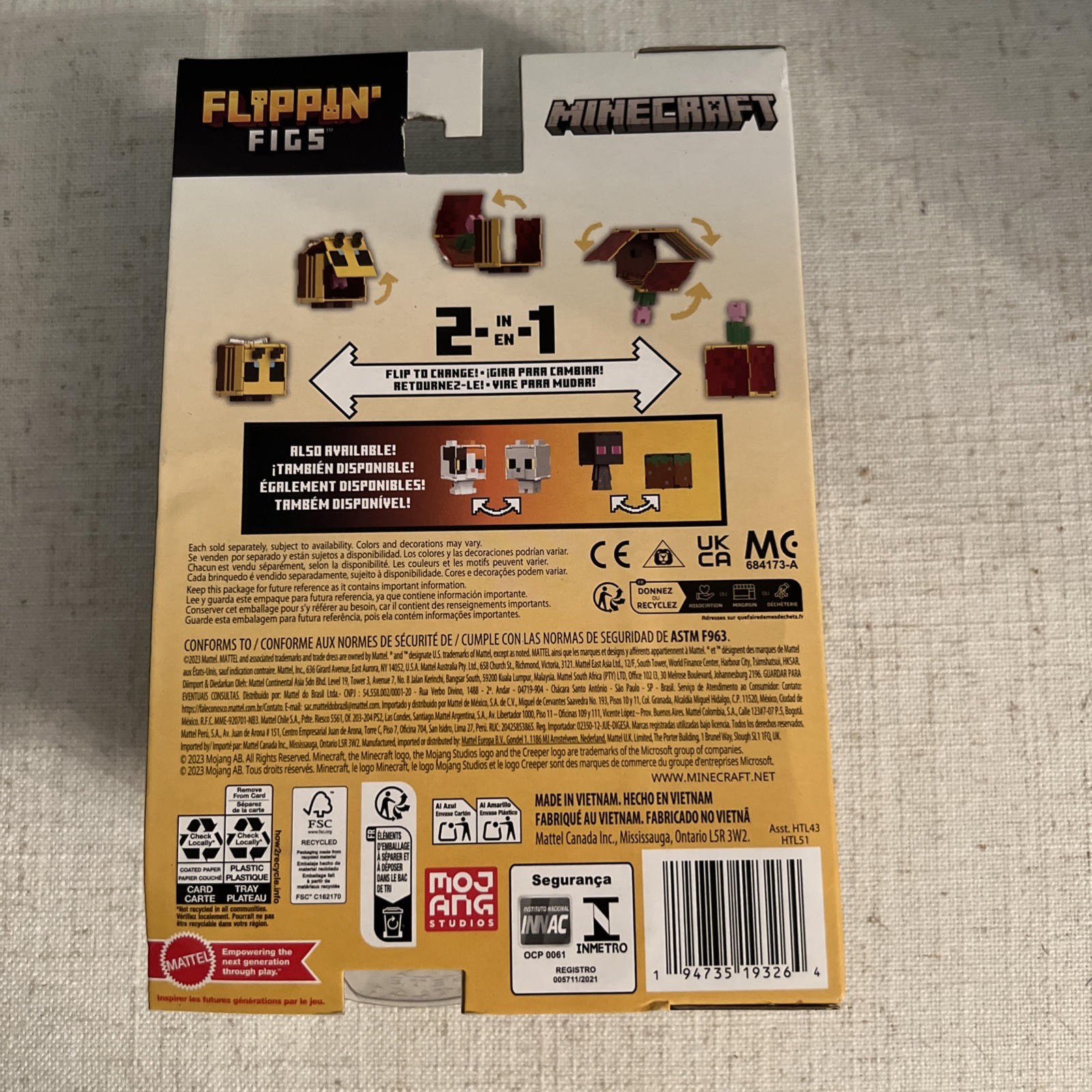 Minecraft Flippin Figs 2-in-1 Bee & Flower Pot Video Game 15 Years Action Figure