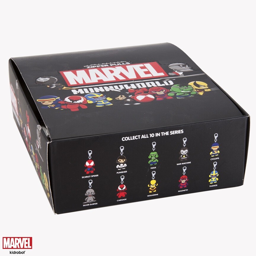 KIDROBOT MARVEL ZIPPER PULLS MUNNYWORLD BOX 20 PCS DISPLAY NEW U.S.