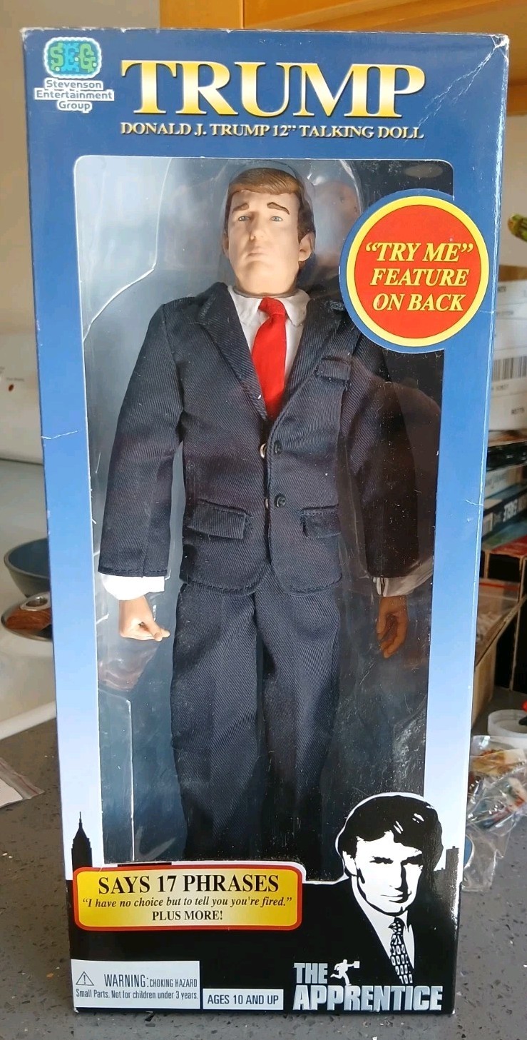 Donald Trump 12&Prime; Talking Doll The Apprentice Says 17 Phrases Figure Box Fired