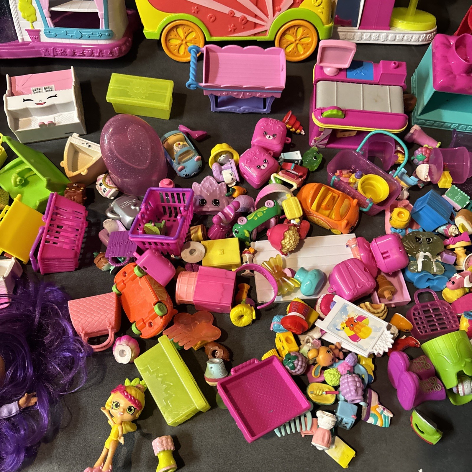 Huge Shopkins Lot Pieces Bags Baskets Dolls Some Rare Shopkins