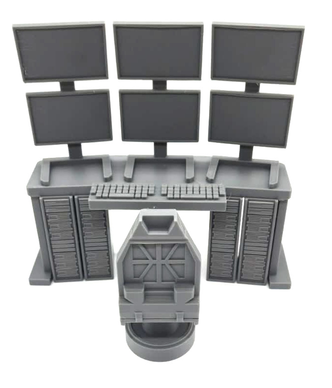 1:12 or 1:18 Scale Sci-Fi Command Center Diorama Set Hacker Tech Lab Environment