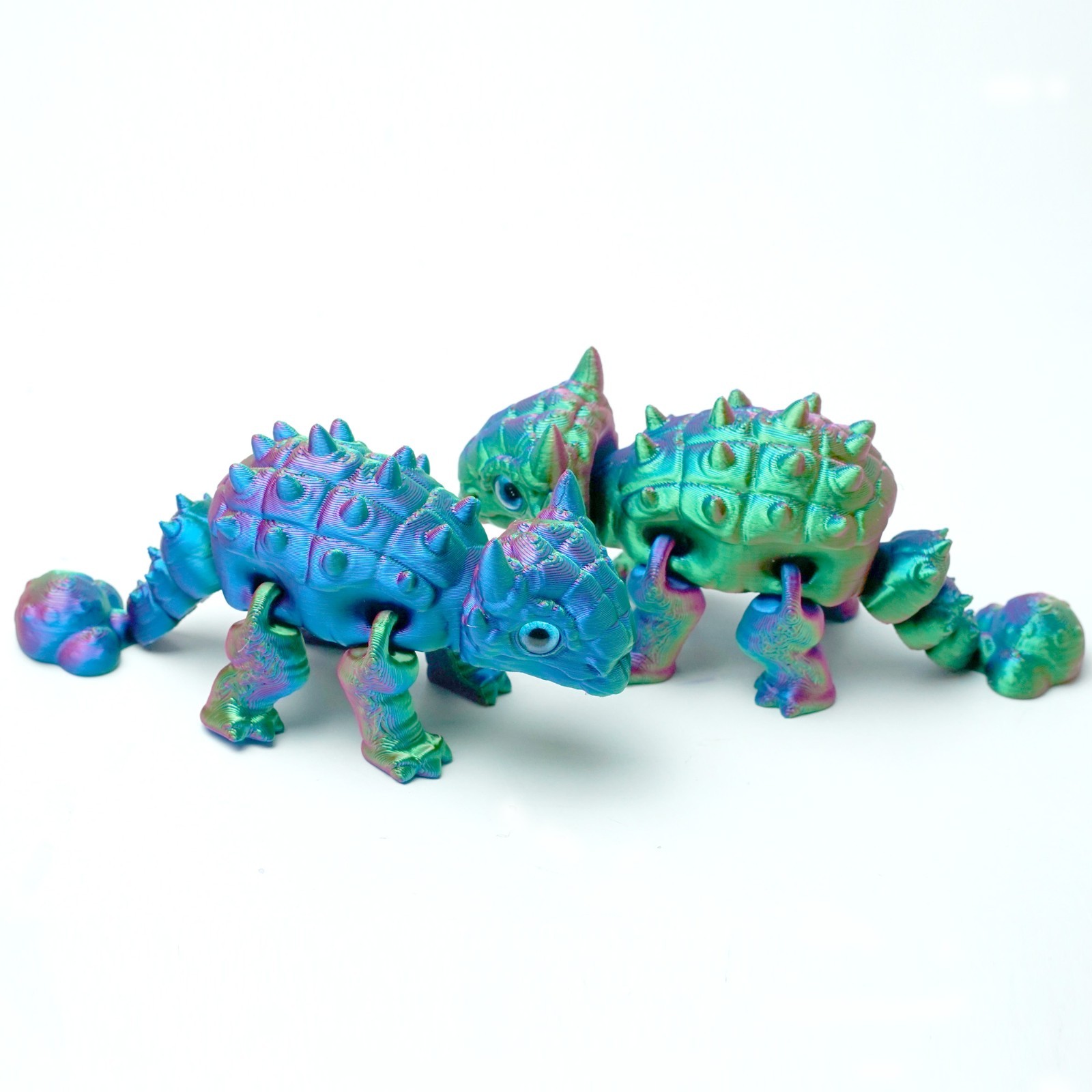 2PCS 3D Printed Ankylosaur Model,Articulated Animals figure,Toys Home Decor