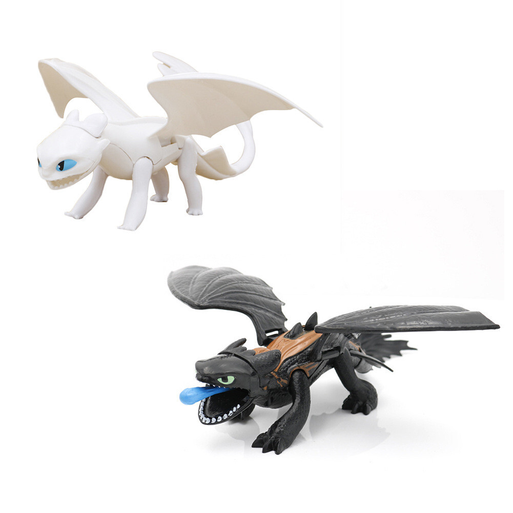 How to Train Your Dragon 9.5&Prime; Toothless and 6.7&Prime; Lightfury 2 Figures Set BULK